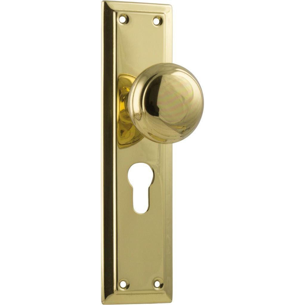 Tradco Door Knob Richmond Euro Pair Polished Brass H200mm