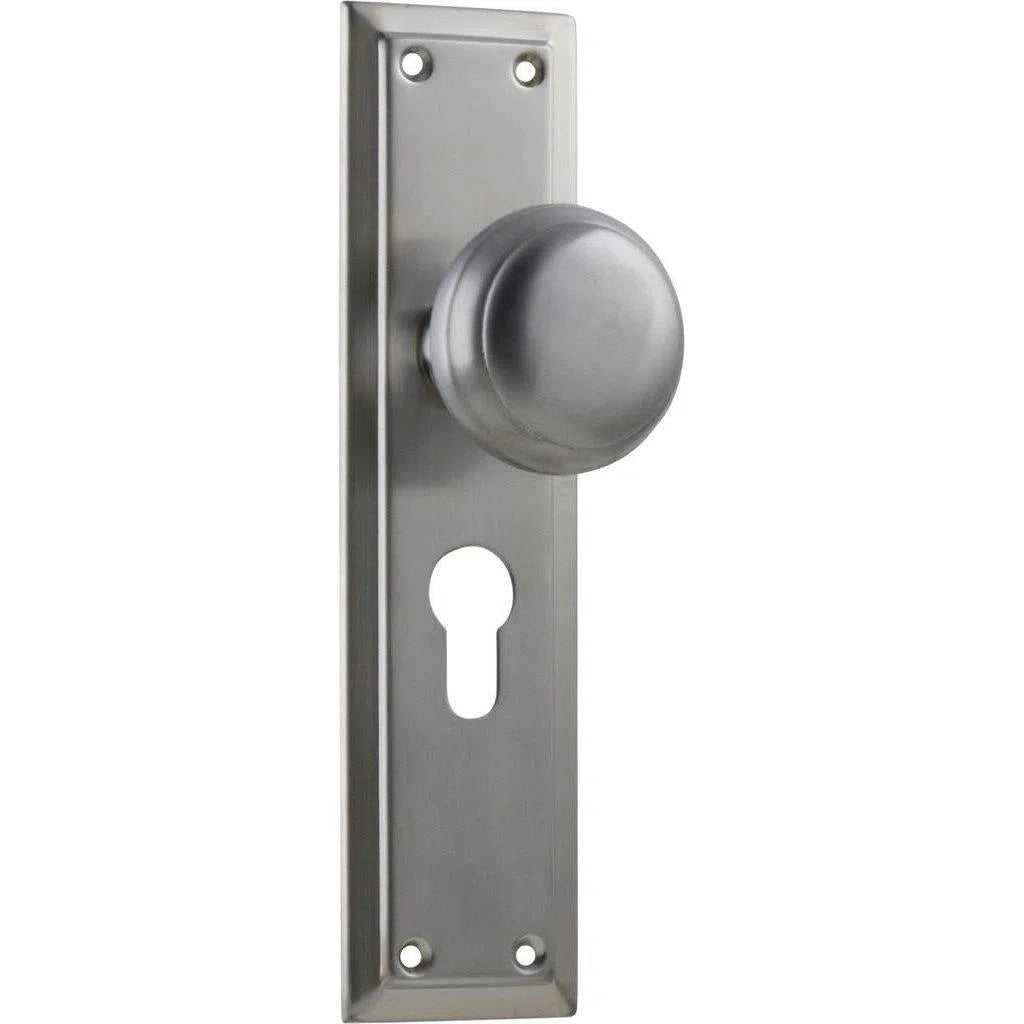 Tradco Door Knob Richmond Euro Pair Satin Chrome H200mm