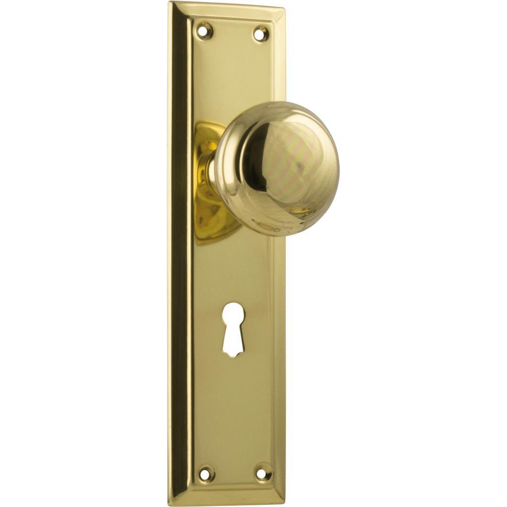 Tradco Door Knob Richmond Lock Pair Polished Brass H200mm