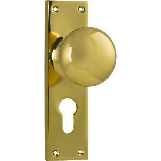 Tradco Door Knob Victorian Euro Pair Polished Brass