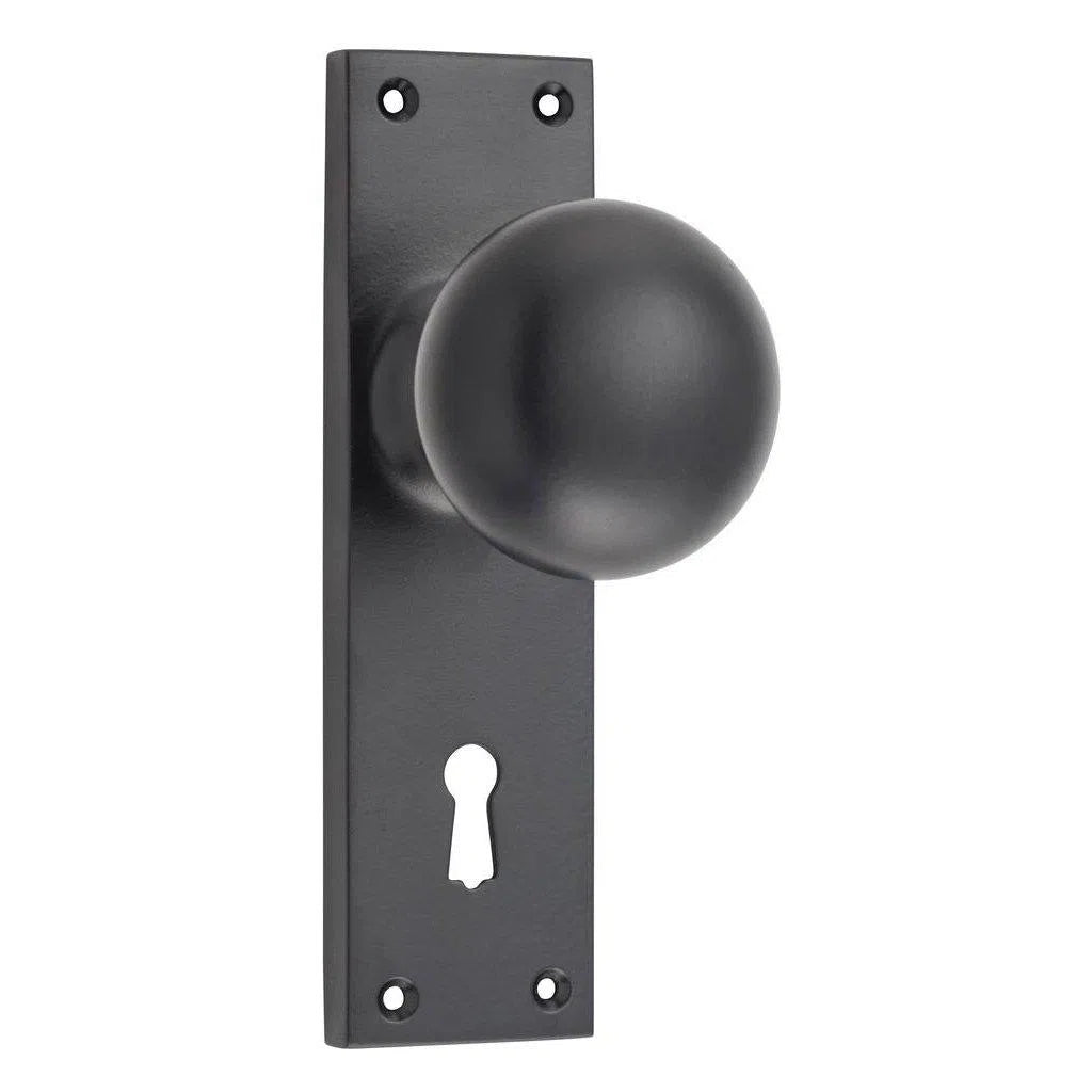 Tradco Door Knob Victorian Lock Pair Matt Black