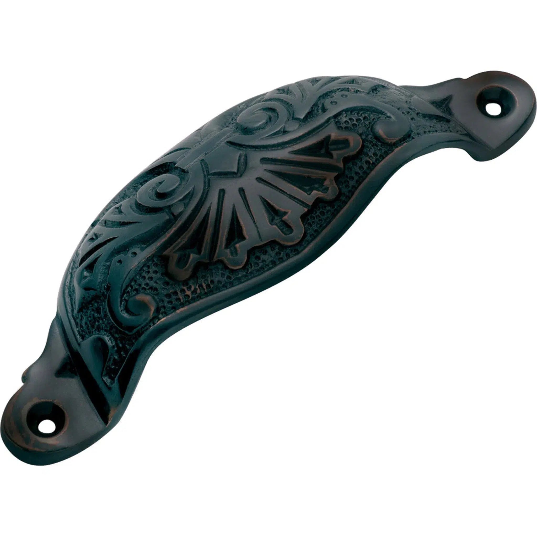 Tradco Drawer Pull Ornate Cupped Antique Copper H35xL110mm