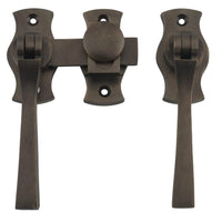 Tradco French Door Fastener Square Antique Brass Backplate