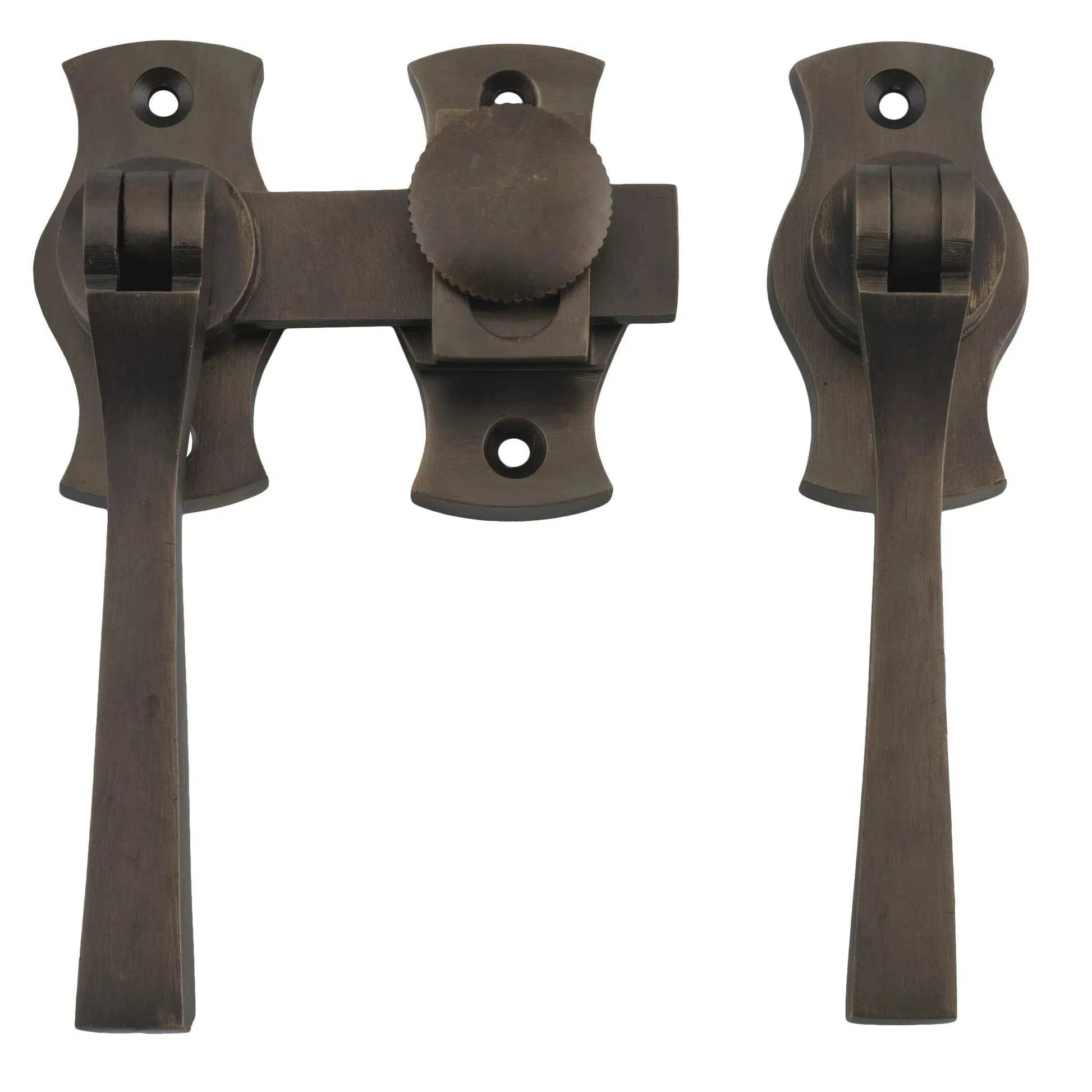 Tradco French Door Fastener Square Antique Brass Backplate