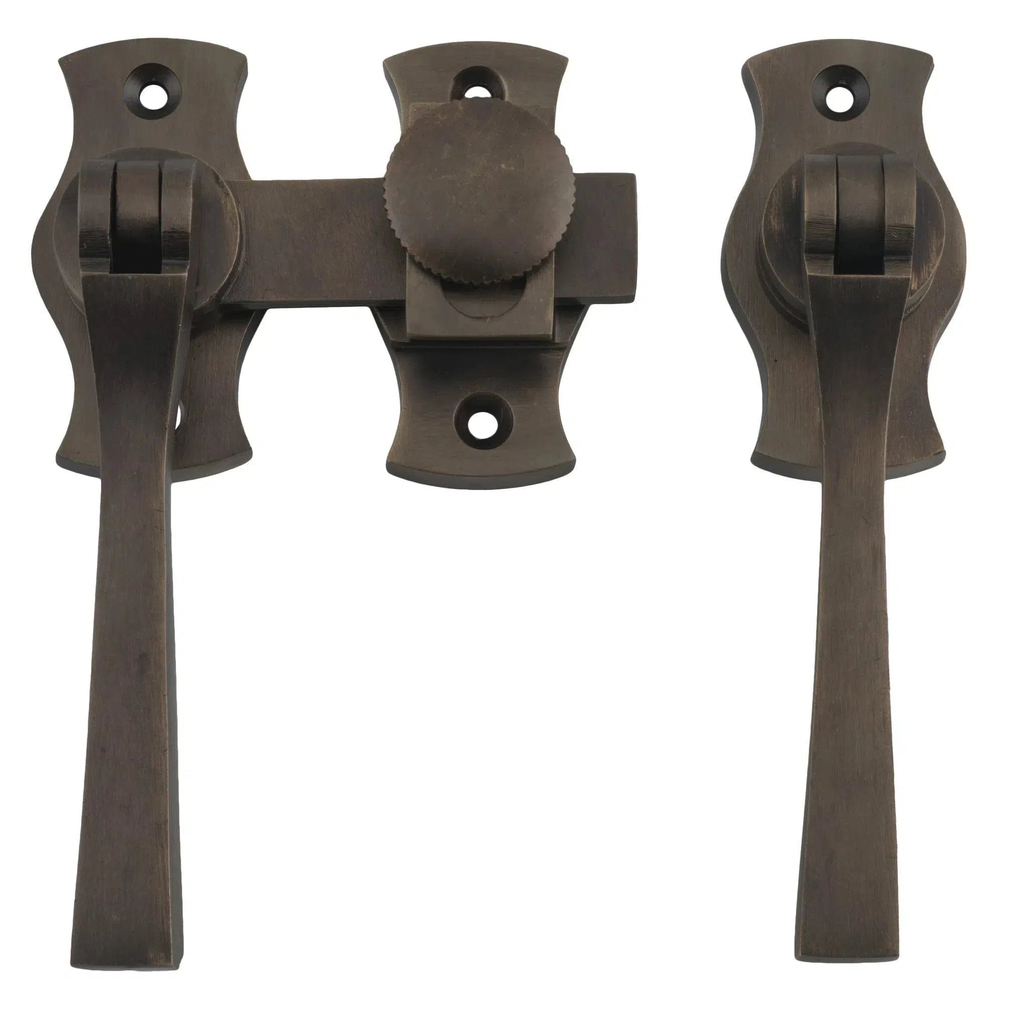 Tradco French Door Fastener Square Antique Brass Backplate