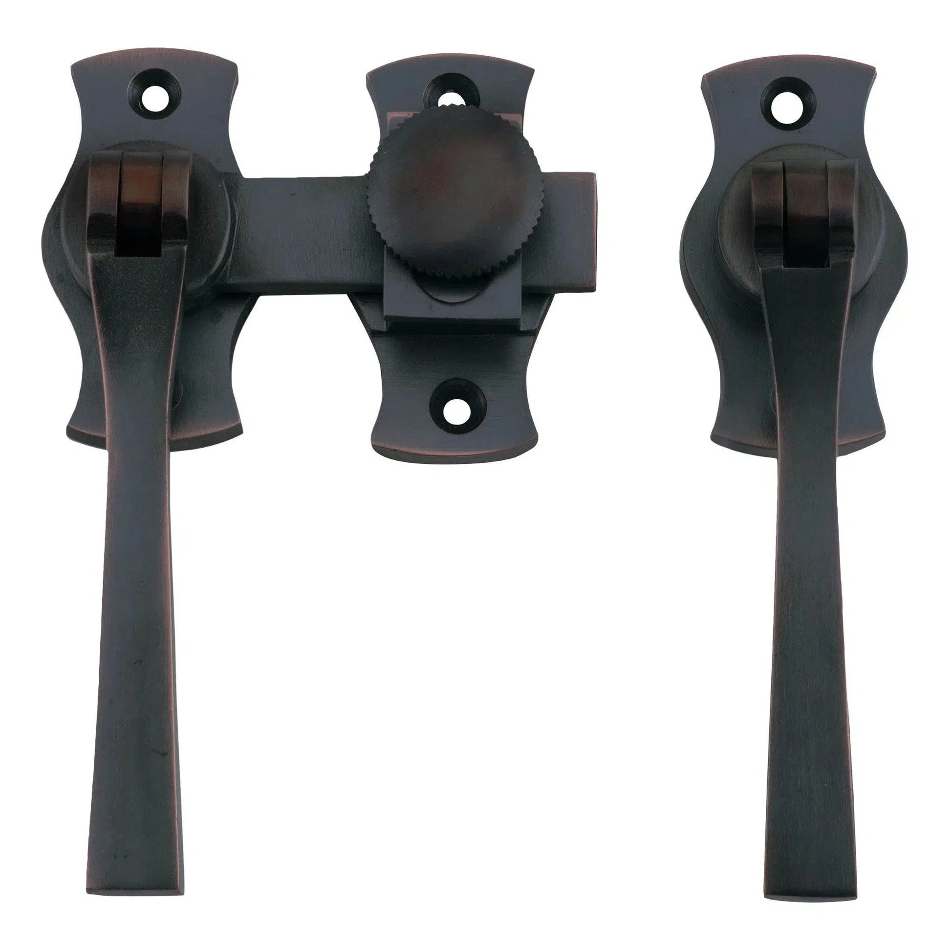 Tradco French Door Fastener Square Antique Copper Backplate