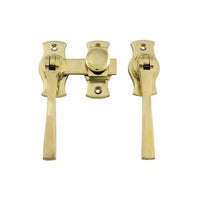 Tradco French Door Fastener Square Polished Brass Backplate