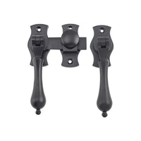 Tradco French Door Fastener Teardrop Matt Black Backplate