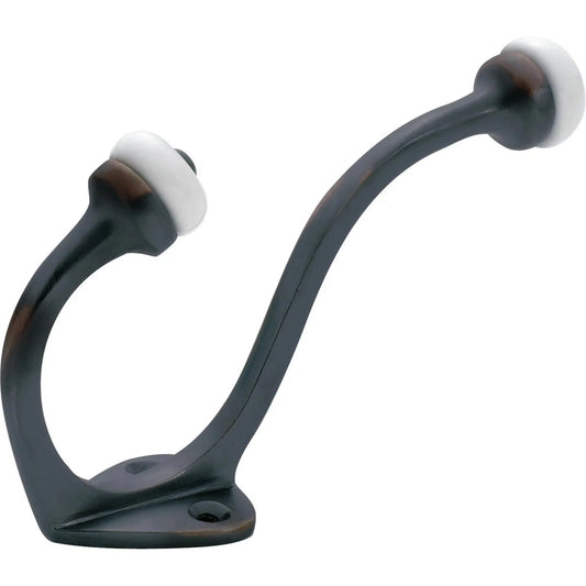 Tradco Hat & Coat Hook Porcelain Tip Antique Copper H115xP75mm