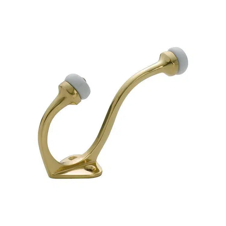 Tradco Hat & Coat Hook Porcelain Tip Polished Brass H115xP75mm