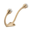 Tradco Hat & Coat Hook Porcelain Tip Satin Brass H115xP75mm