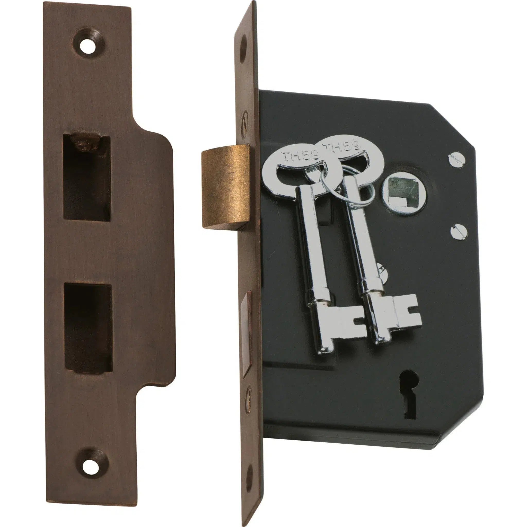 Tradco Mortice Lock 3 Lever Antique Brass CTC57mm Backset 44mm