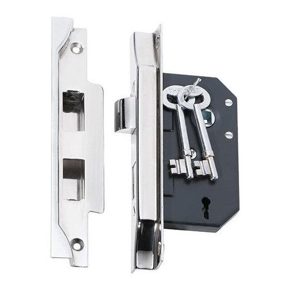 Tradco Mortice Lock 3 Lever Rebated Chrome Plated CTC57mm Backset 44mm