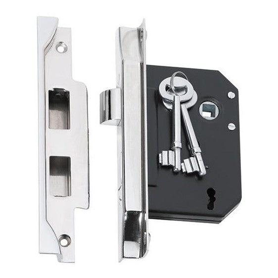 Tradco Mortice Lock 3 Lever Rebated Chrome Plated CTC57mm Backset 57mm