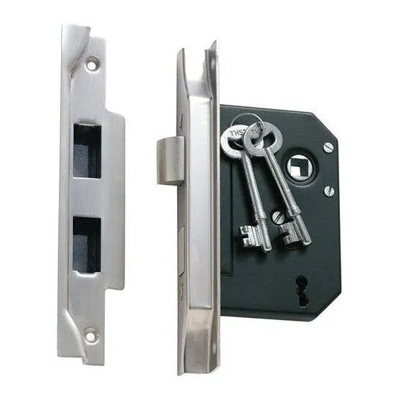 Tradco Mortice Lock 3 Lever Rebated Satin Chrome CTC57mm Backset 57mm