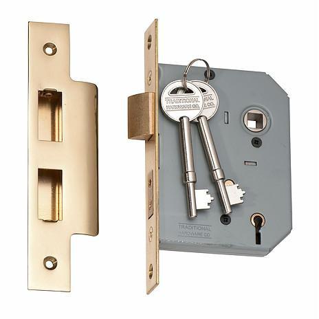 Tradco Mortice Lock 5 Lever Polished Brass CTC57mm Backset 57mm