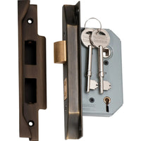 Tradco Mortice Lock 5 Lever Rebated Antique Brass CTC57mm Backset 46mm