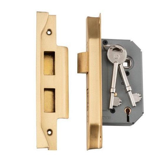 Tradco Mortice Lock 5 Lever Rebated Satin Brass CTC57mm Backset 46mm