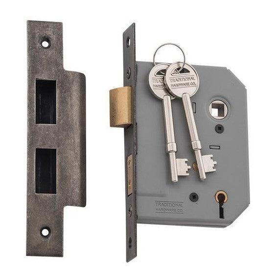 Tradco Mortice Lock 5 Lever Rumbled Nickel CTC57mm Backset 57mm