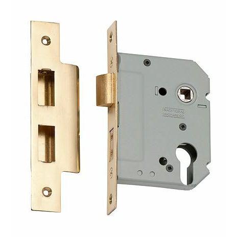 Tradco Mortice Lock Euro Polished Brass CTC47.5mm Backset 57mm