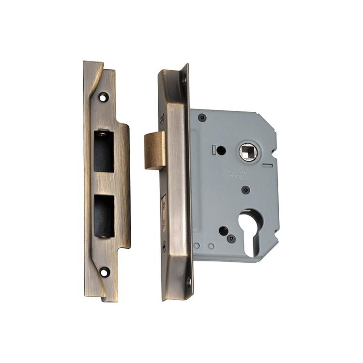 Tradco Mortice Lock Euro Rebated Antique Brass CTC47.5mm Backset 57mm