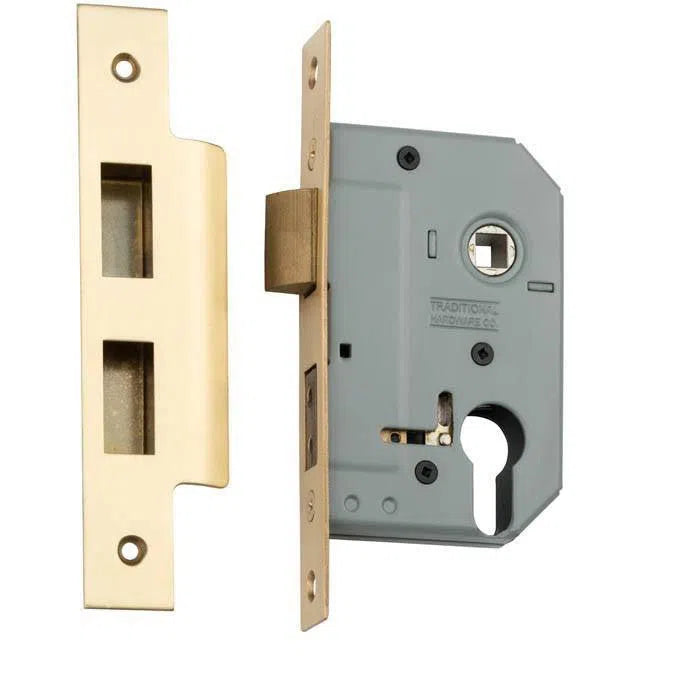 Tradco Mortice Lock Euro Satin Brass CTC47.5mm Backset 46mm