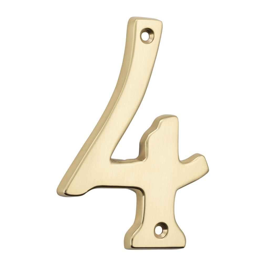 Tradco Numeral 4 Polished Brass H100mm