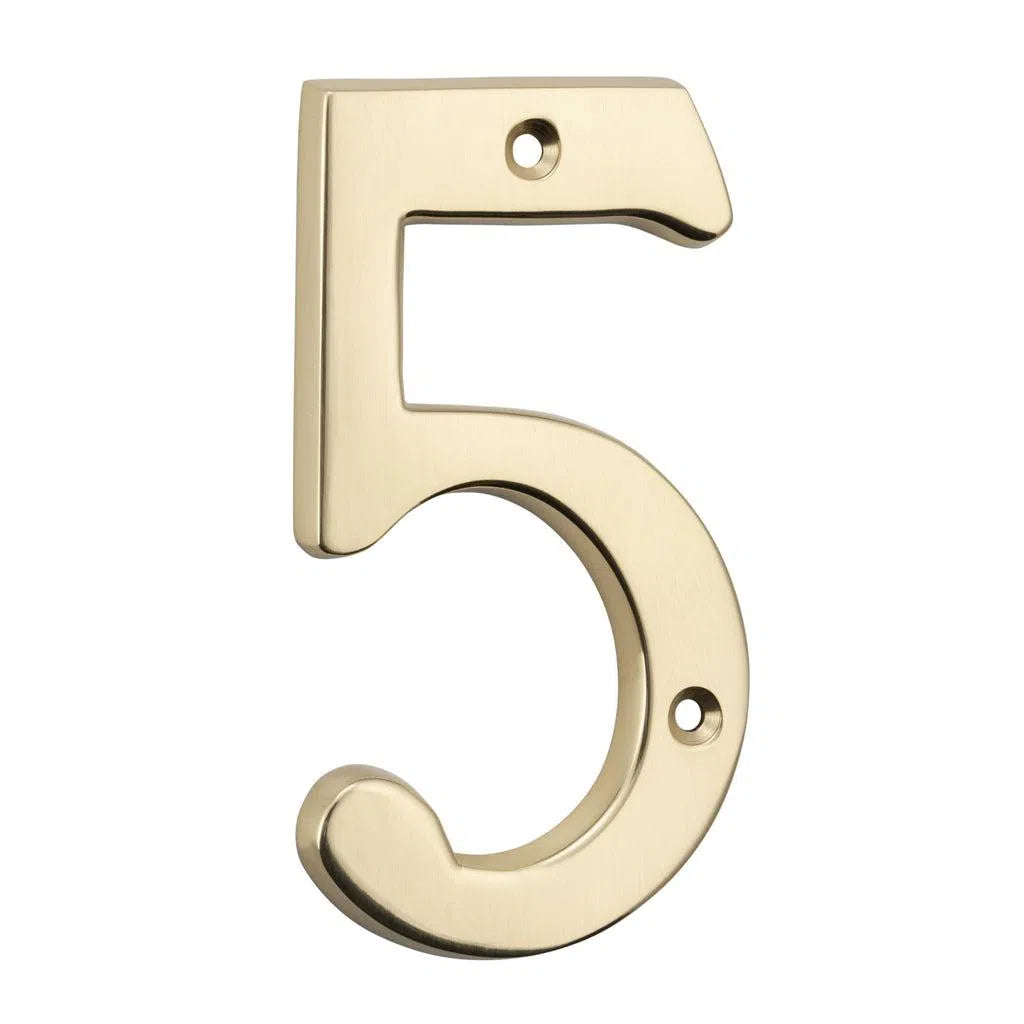 Tradco Numeral 5 Polished Brass H100mm