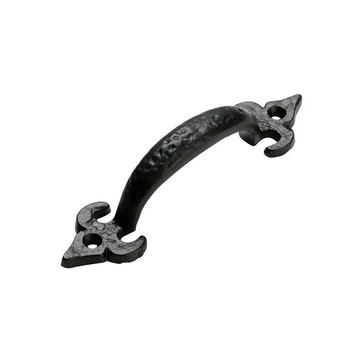 Tradco Pull Handle Iron Fleur-De-Lis Matt Black H125xP29mm