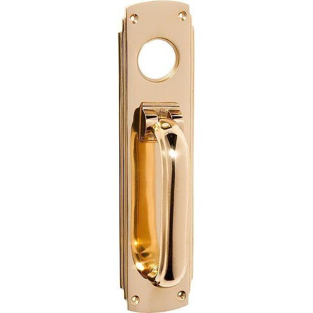 Tradco Pull Handle Knocker Art Deco Cylinder Hole Polished Brass H240xW60mm