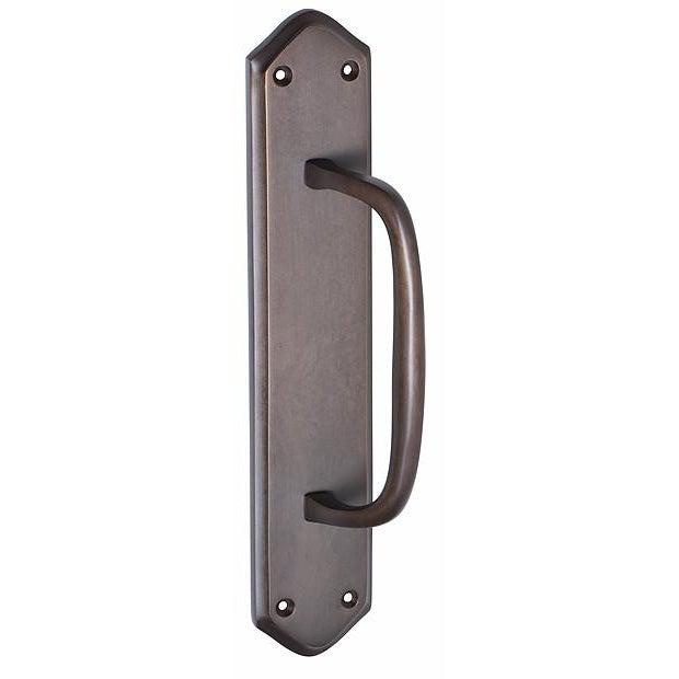 Tradco Pull Handle Offset Backplate Antique Brass H250xW50xP50mm