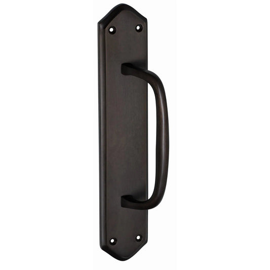 Tradco Pull Handle Offset Backplate Antique Brass H250xW50xP50mm