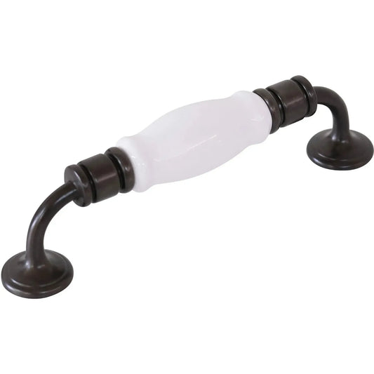 Tradco Pull Handle White Porcelain Antique Brass CTC128mm