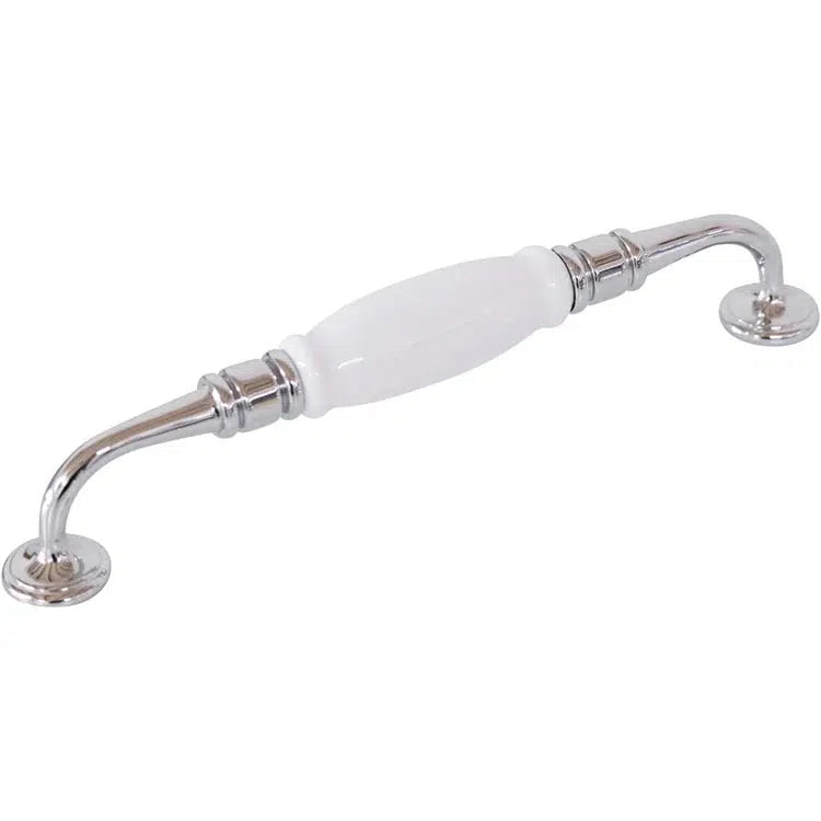 Tradco Pull Handle White Porcelain Chrome Plated CTC192mm