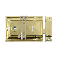 Tradco Rim Lock Polished Brass H105xW155mm Backset 112mm