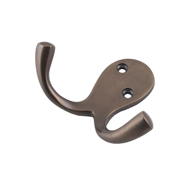 Tradco Robe Hook Double Antique Brass H75xP30mm