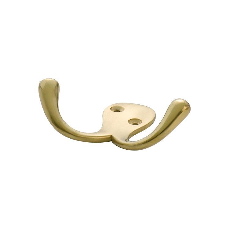 Tradco Robe Hook Double Satin Brass H75xP30mm