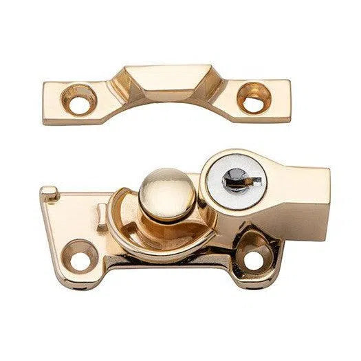 Tradco Sash Fastener Locking Wide Base Electroplated Brass