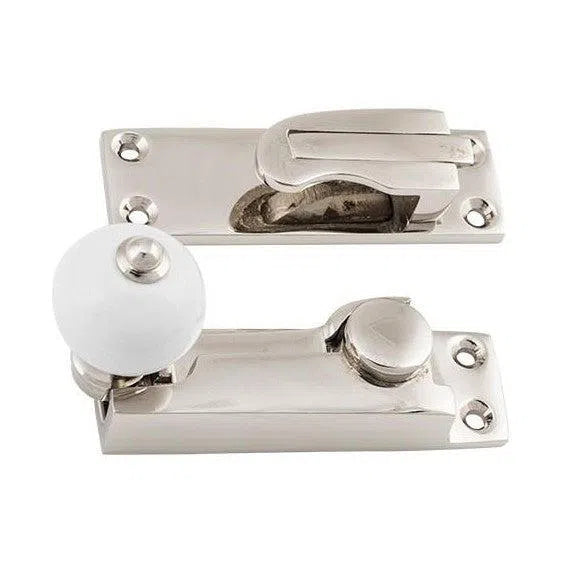 Tradco Sash Fastener Porcelain Ball Polished Nickel