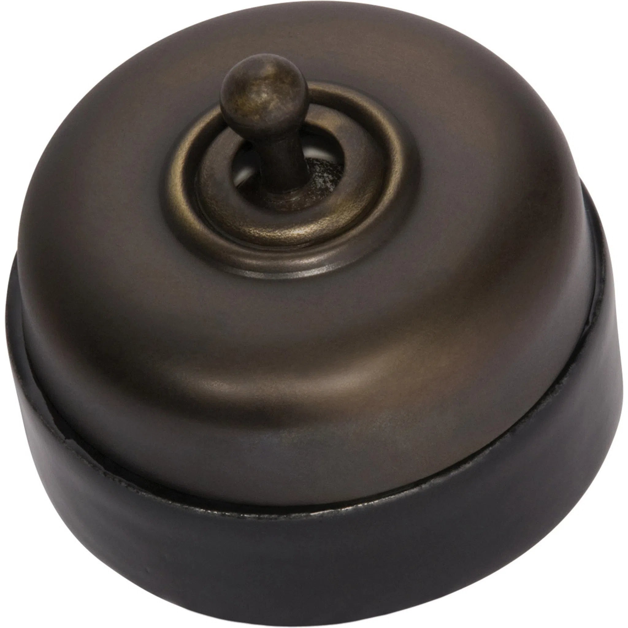 Tradco Switch Black Porcelain Base Antique Brass