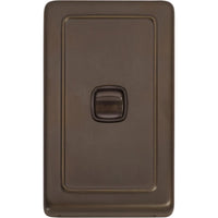 Tradco Switch Flat Plate Rocker 1 Gang Brown Antique Brass W72mm