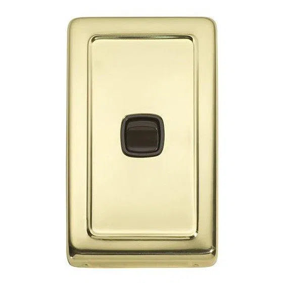 Tradco Switch Flat Plate Rocker 1 Gang Brown Polished Brass W72mm