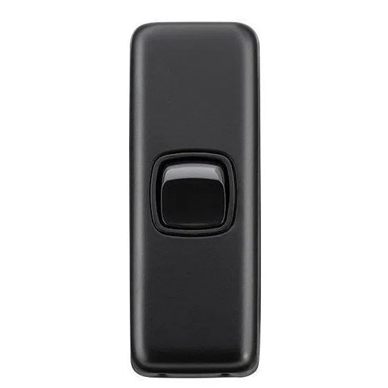 Tradco Switch Flat Plate Rocker 1 Gang Matt Black W30mm