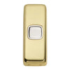 Tradco Switch Flat Plate Rocker 1 Gang White Polished Brass W30mm