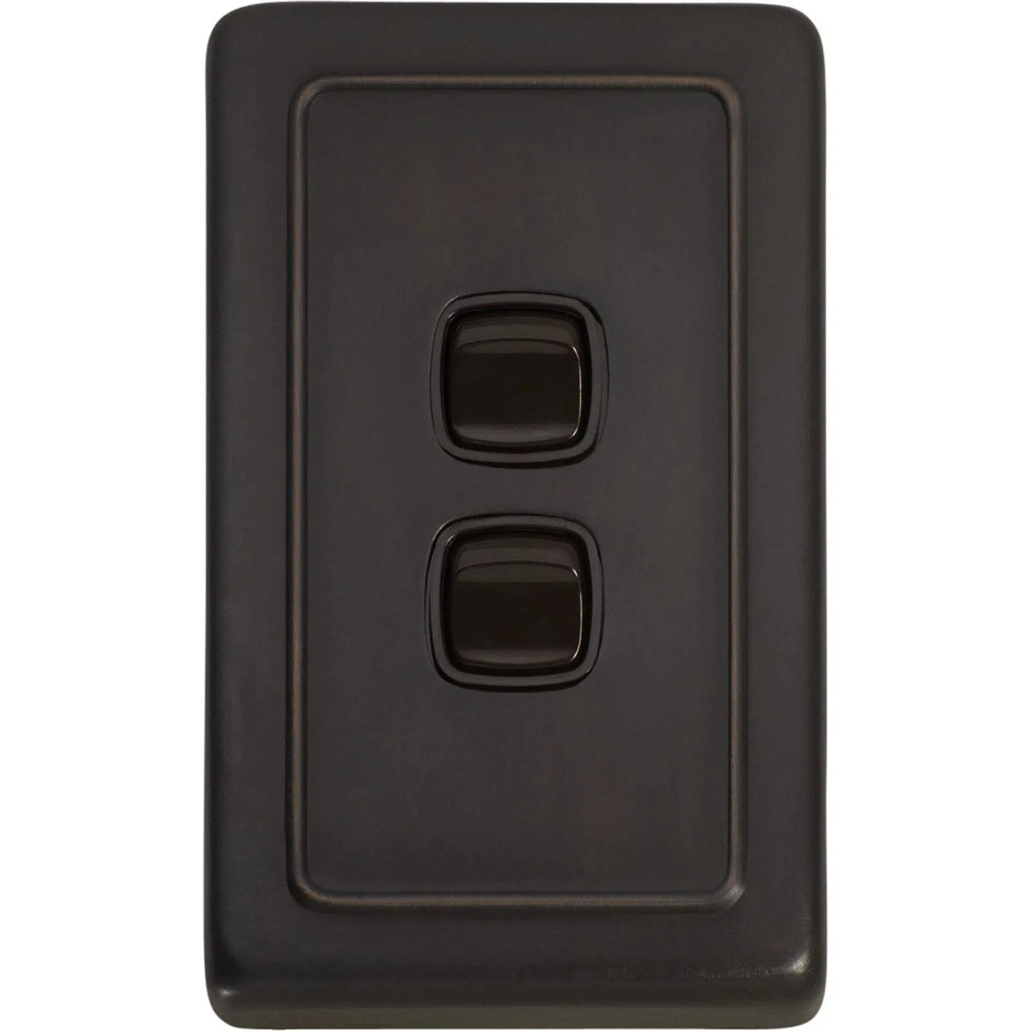 Tradco Switch Flat Plate Rocker 2 Gang Brown Antique Copper W72mm