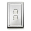 Tradco Switch Flat Plate Rocker 2 Gang White Chrome Plated W72mm