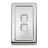 Tradco Switch Flat Plate Rocker 2 Gang White Chrome Plated W72mm