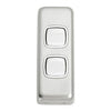 Tradco Switch Flat Plate Rocker 2 Gang White Satin Chrome W30mm