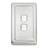 Tradco Switch Flat Plate Rocker 2 Gang White Satin Chrome W72mm