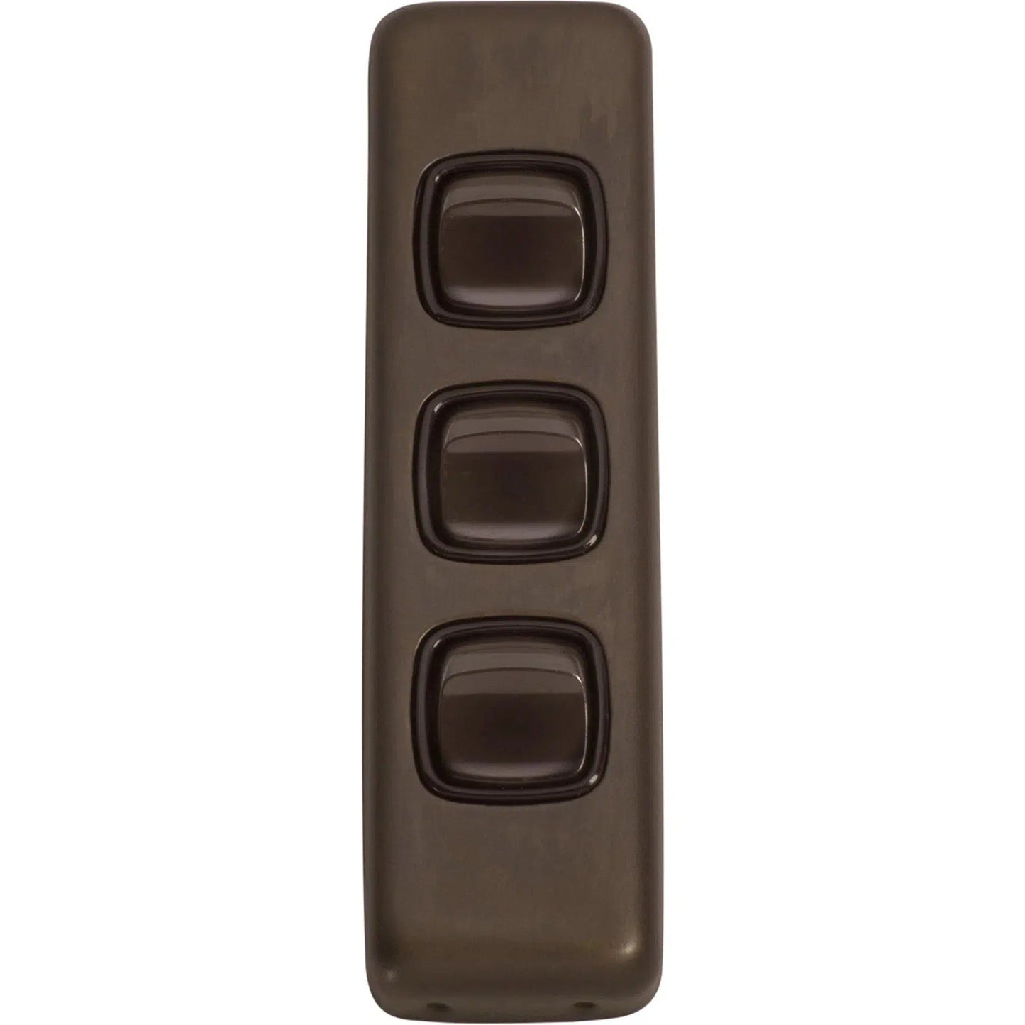 Tradco Switch Flat Plate Rocker 3 Gang Brown Antique Brass W30mm